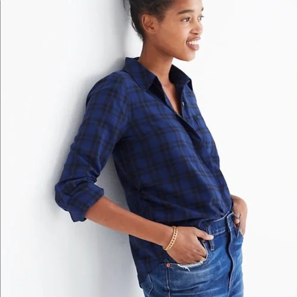 madewell wrap front shirt in arion plaid - Picture 2 of 7